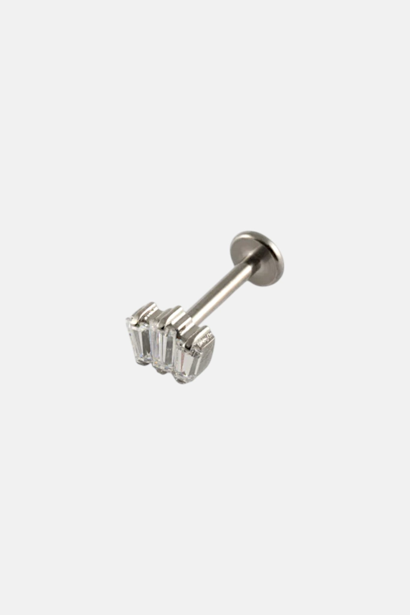 16G TITANIUM CZ BAGUETTE FLATBACK TL EAR