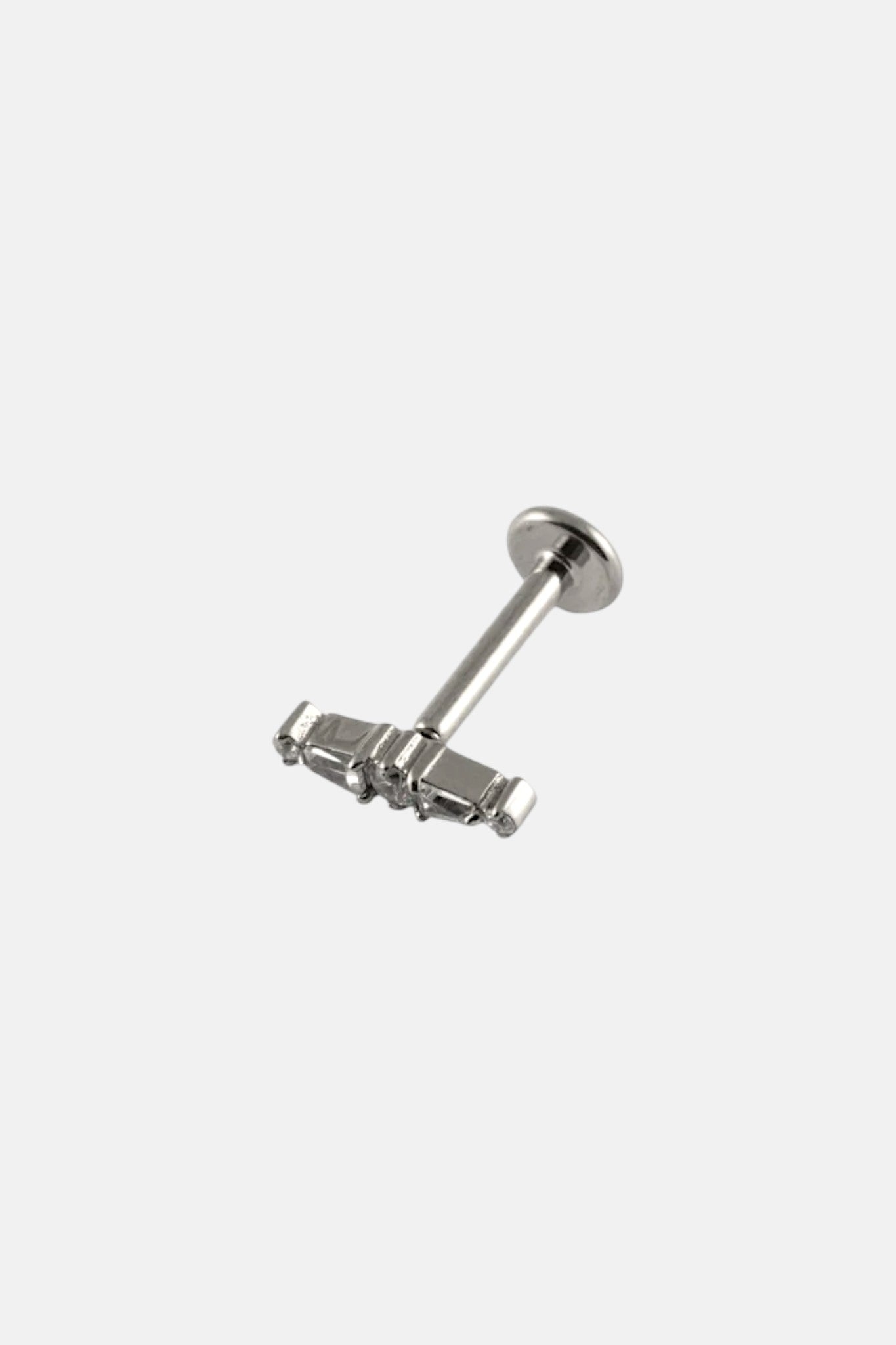 16G TITANIUM CZ BAR FLATBACK THREADLESS EAR