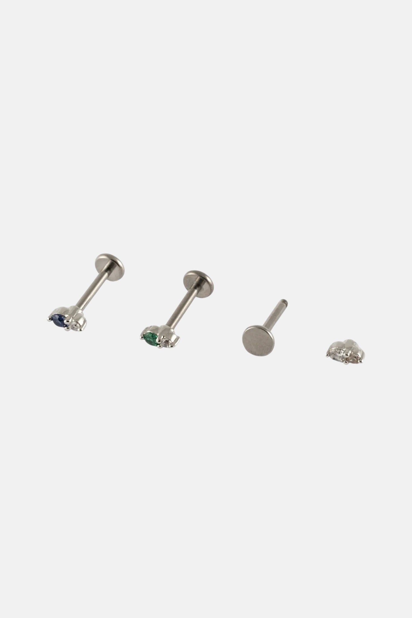 16G 3 PACK TITANIUM BLUE & GREEN CZ FLAT BACK