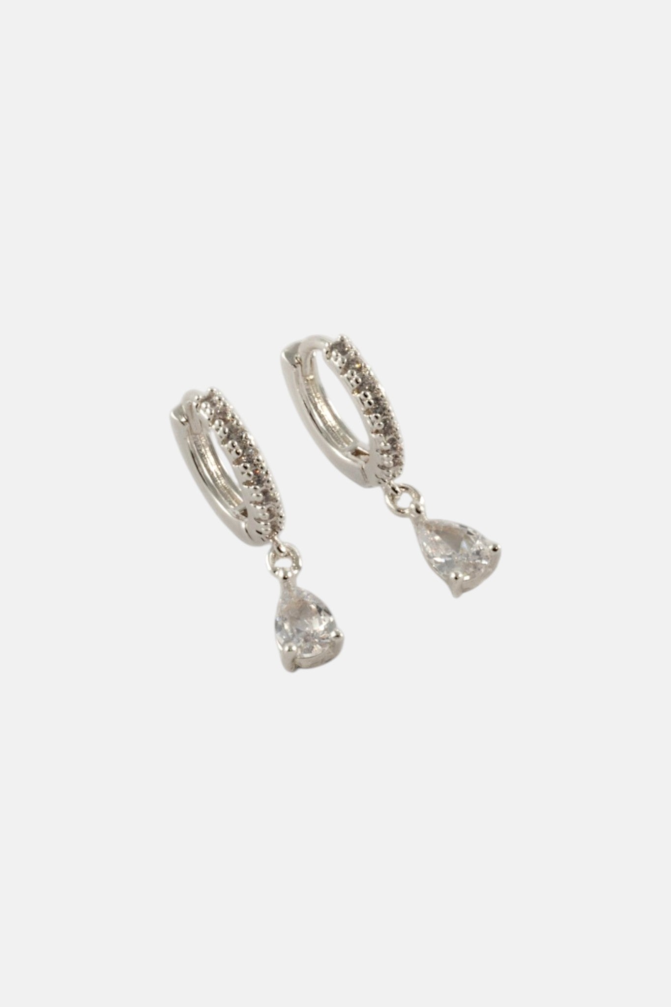 SILVER CZ OVAL STUD AND PAVE CHARM HUGGIE PACK