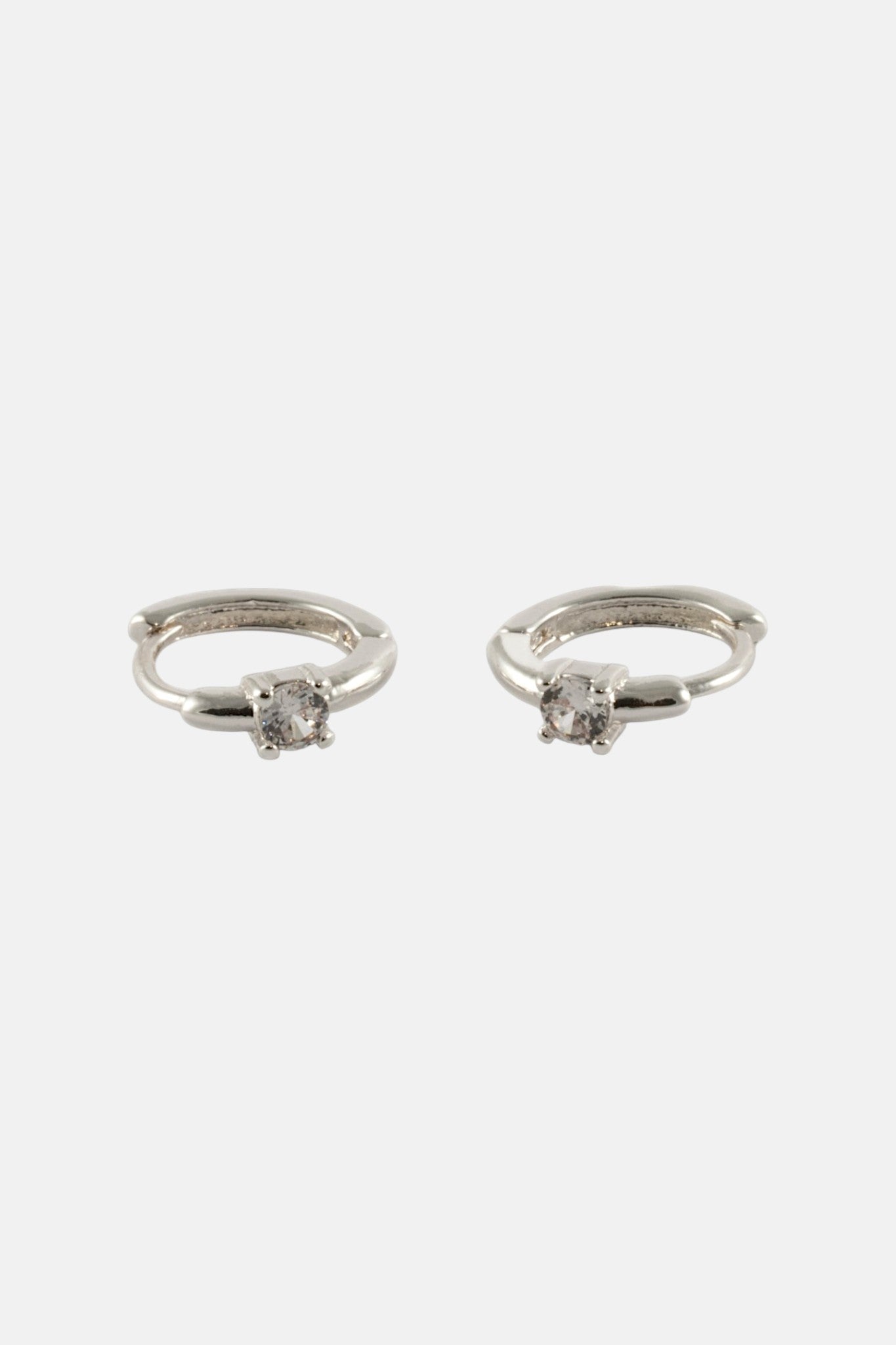SILVER CZ OVAL STUD AND PAVE CHARM HUGGIE PACK