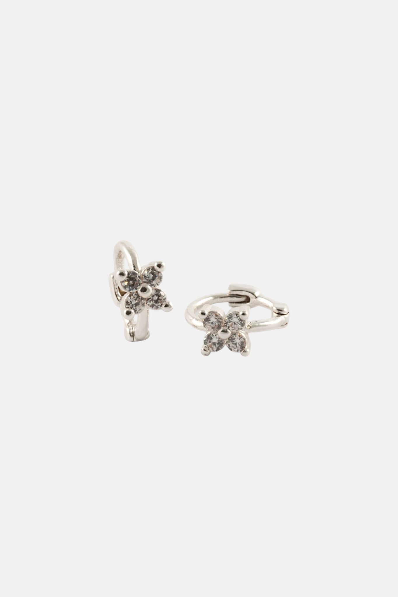 SILVER CZ MARQUISE STUD AND FLOWER HUGGIE PACK