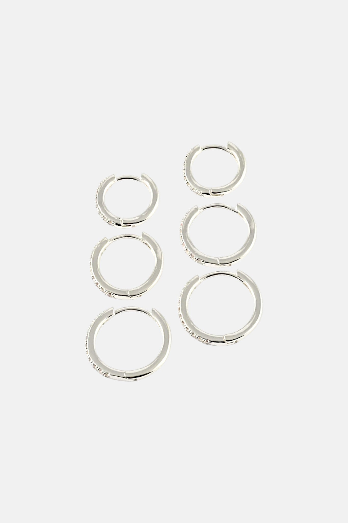 SILVER CUBIC ZIRCONIA PAVE GRAUDATING HUGGIE PACK