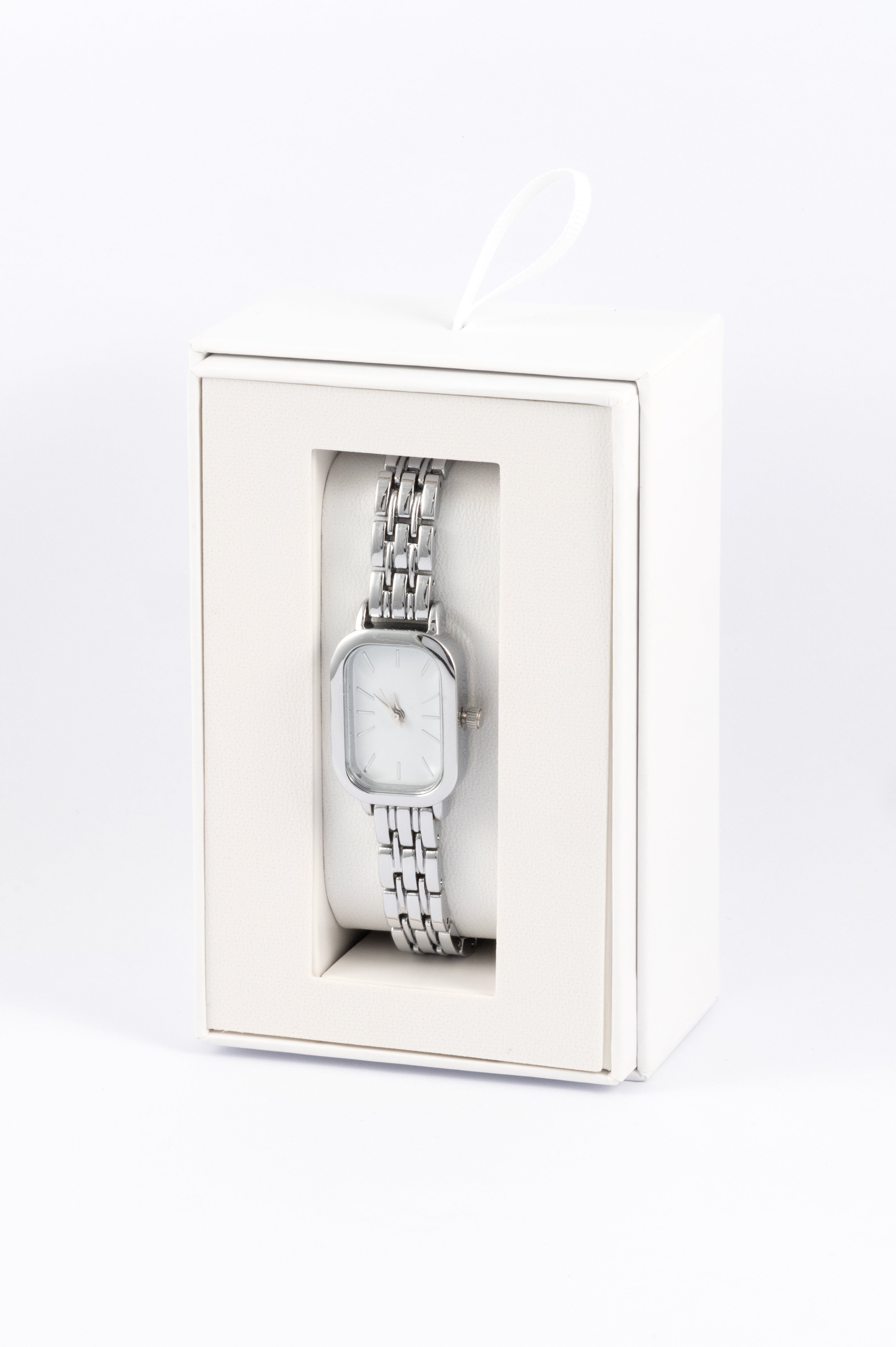 SILVER CLASSIC RECTANGLE FACE LINK WT