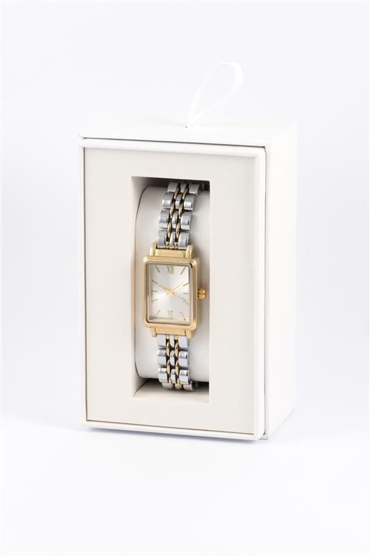 TWO TONE RECTANGLE FACE LINK WT