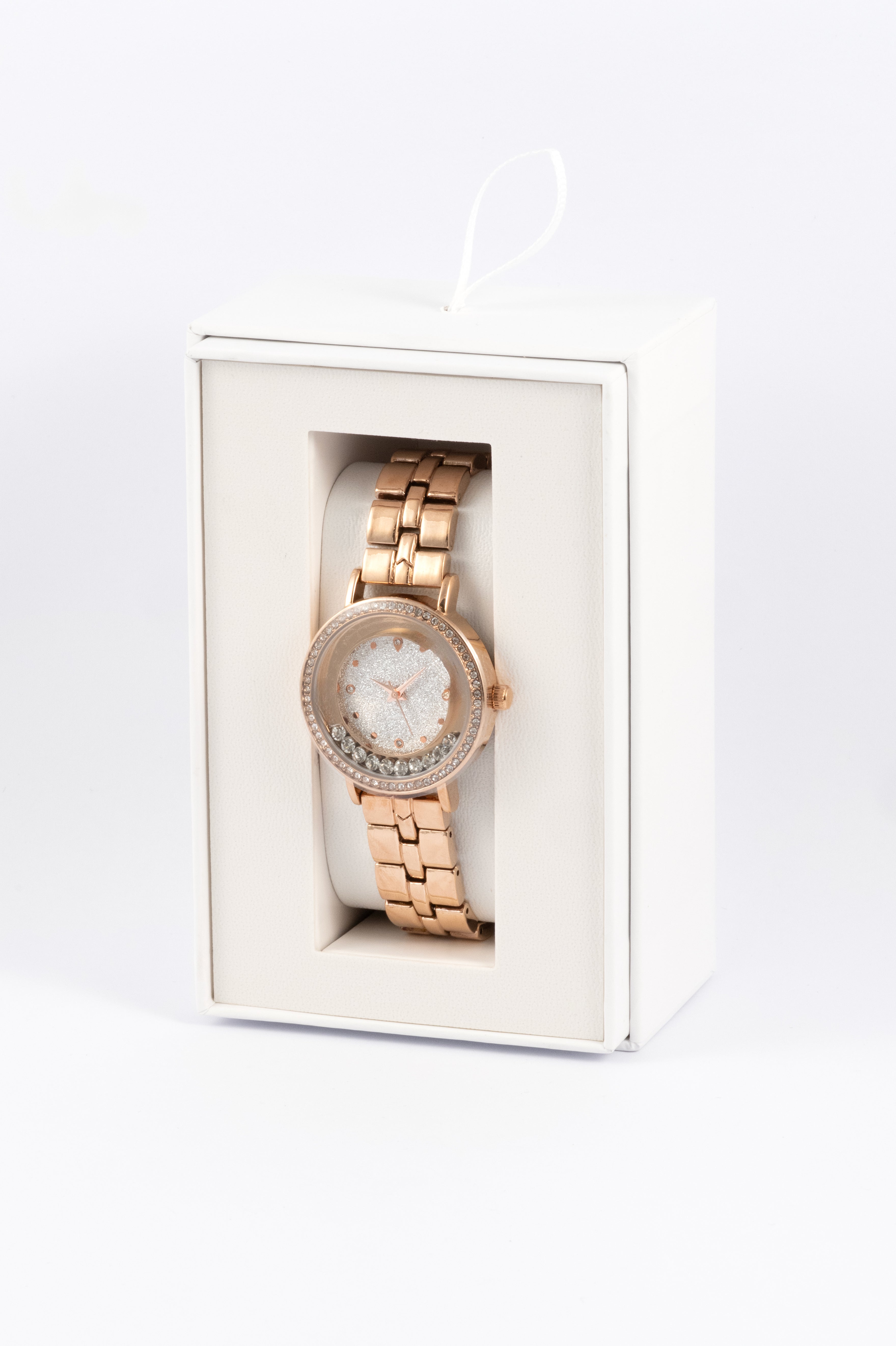 ROSE GOLD DIAMANTE DETAIL CIRCLE FACE WT