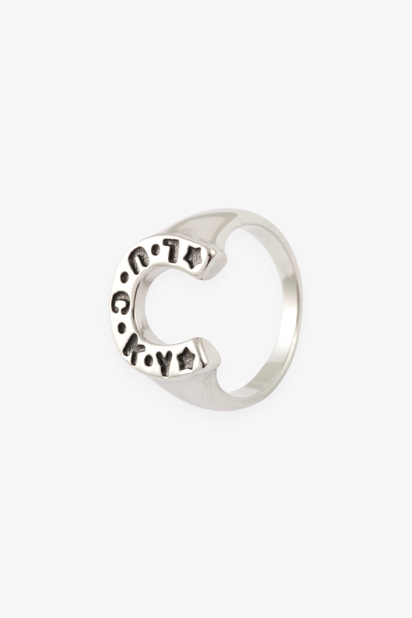 SILVER LUCKY HORSESHOE RING M/L