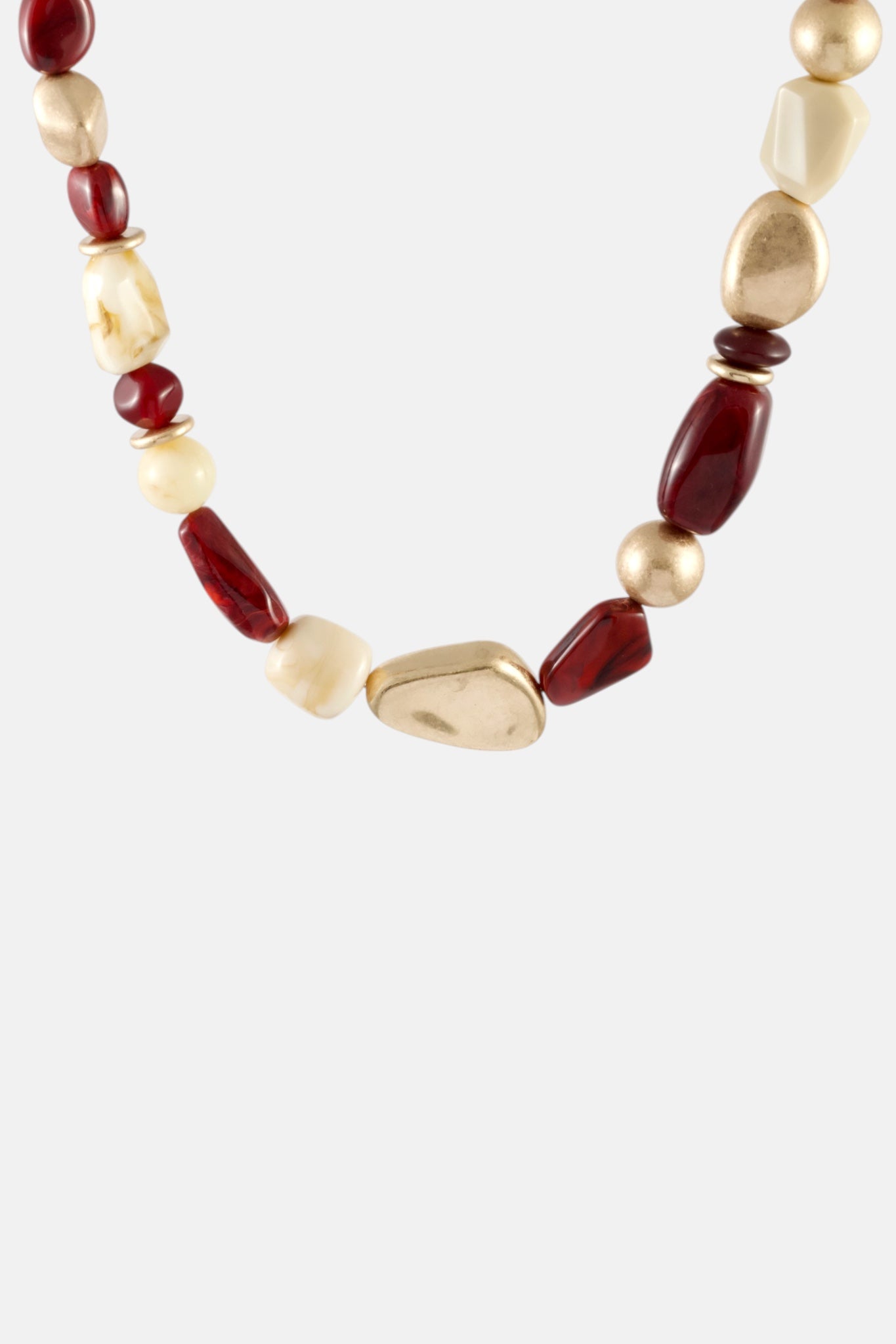 BURGUNDY MIX SHORT BEADED NECKLACE