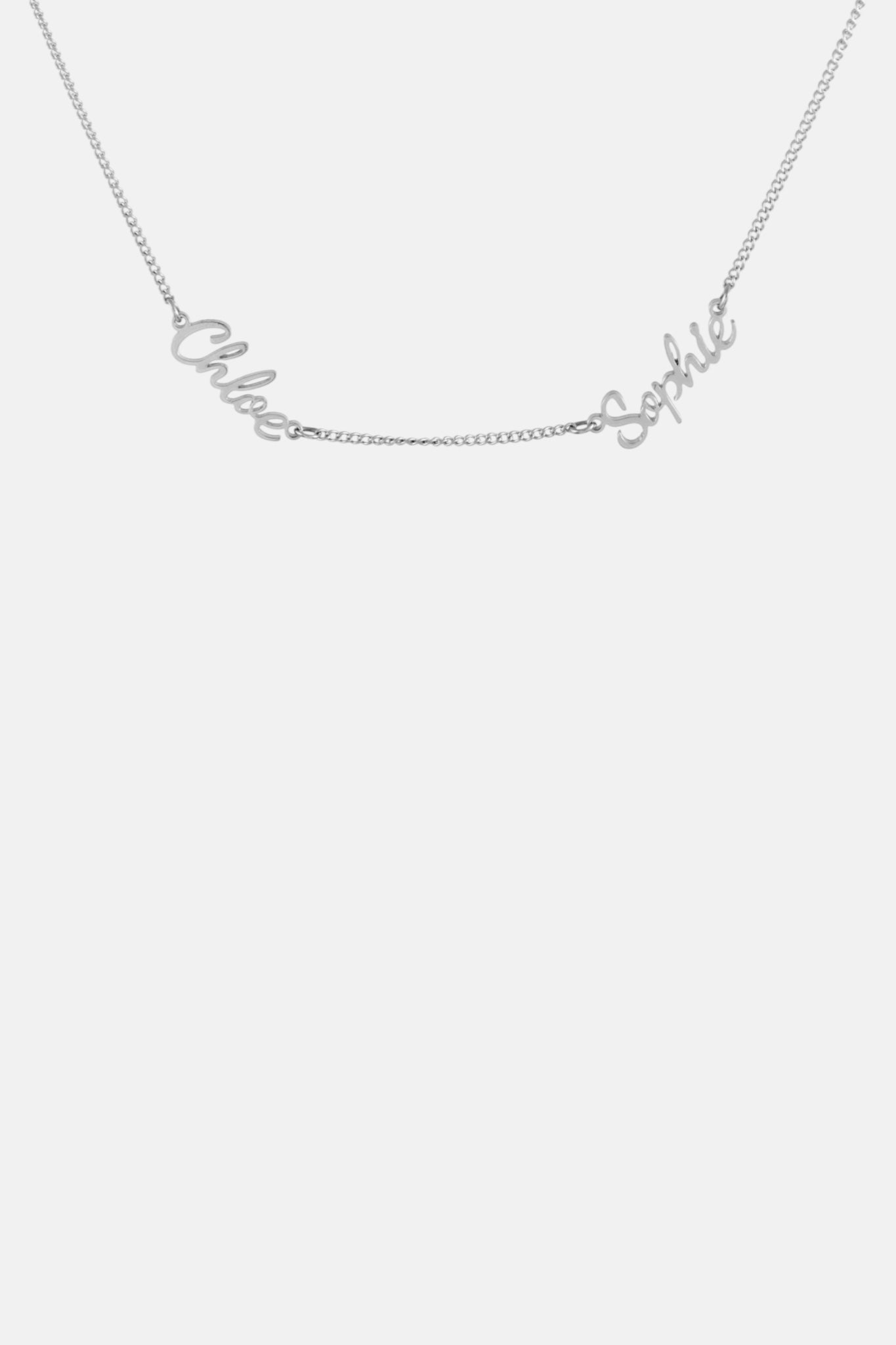 WATERPROOF SILVER TWO NAME NECKLACE