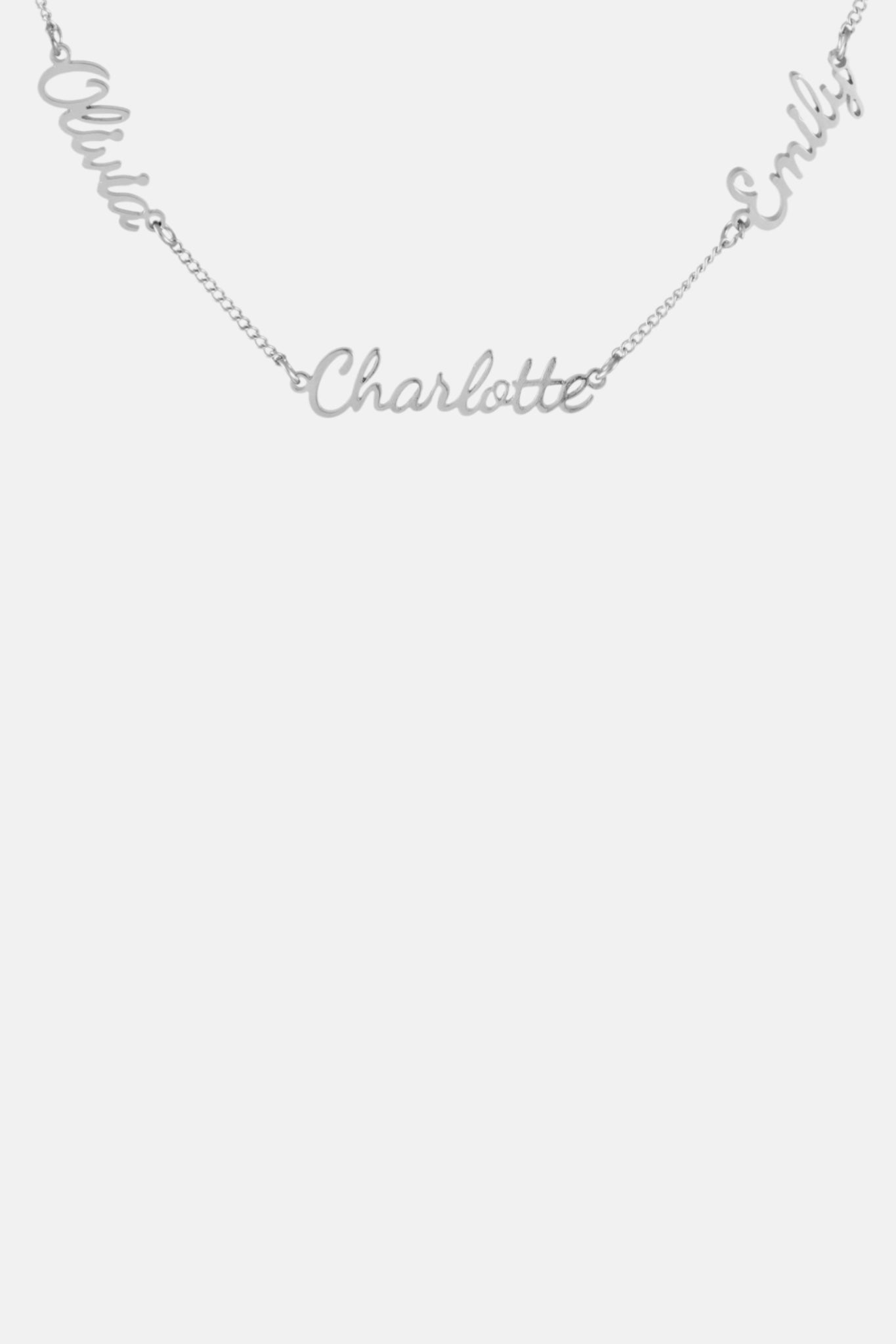 WATERPROOF SILVER THREE NAME NECKLACE