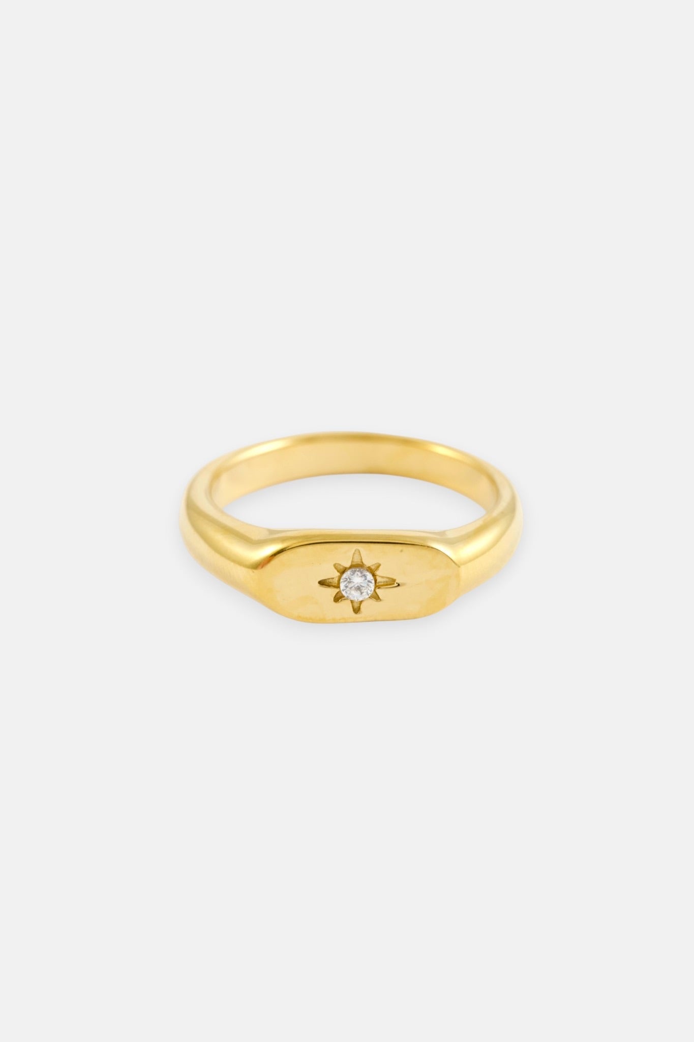 GOLD ROUND BRILLIANT BIRTHSTONE RING-FEBRUARY-S/M