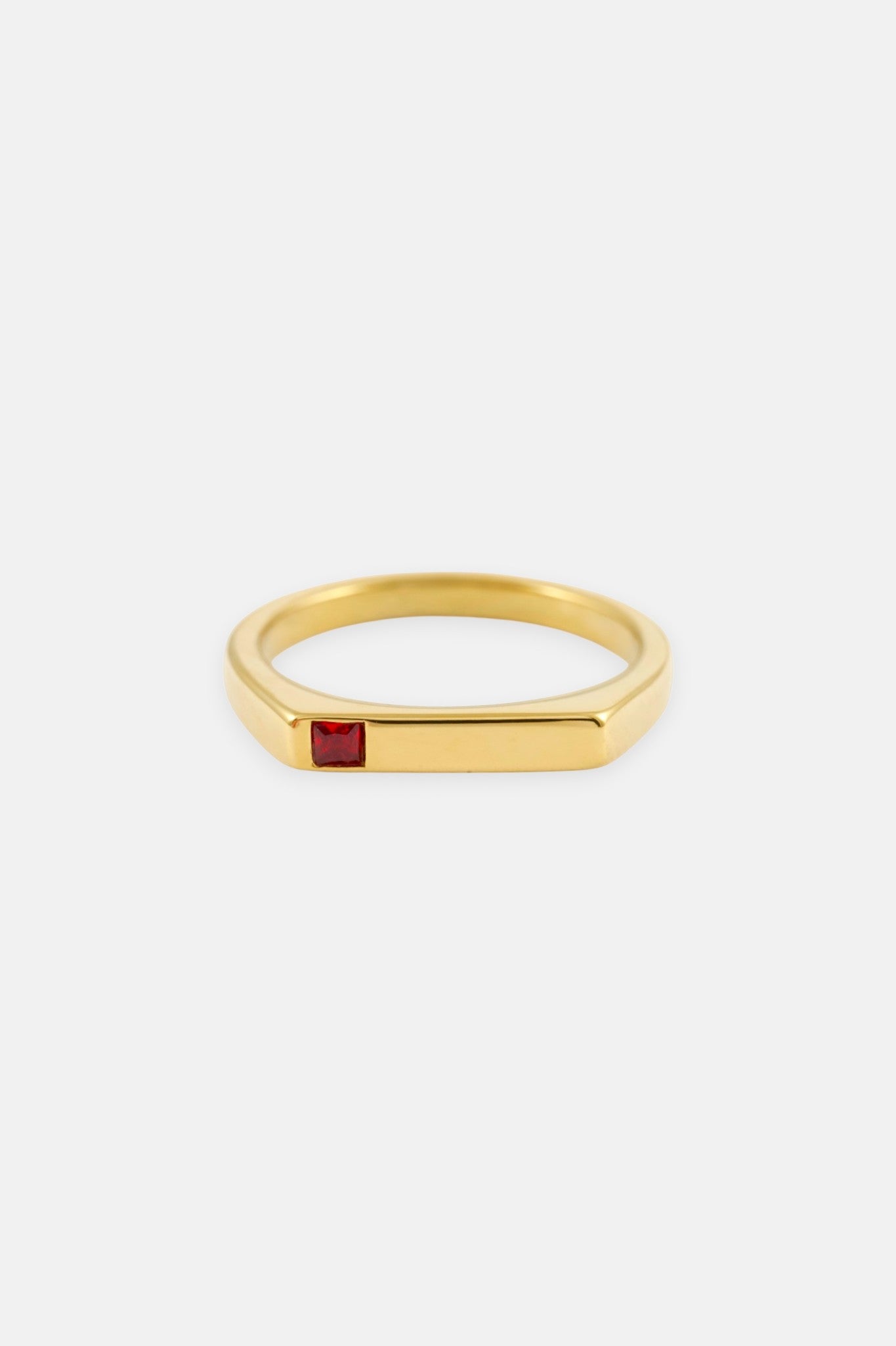 GOLD SQ STONE BAR BIRTHSTONE RING-JUNE-M/L