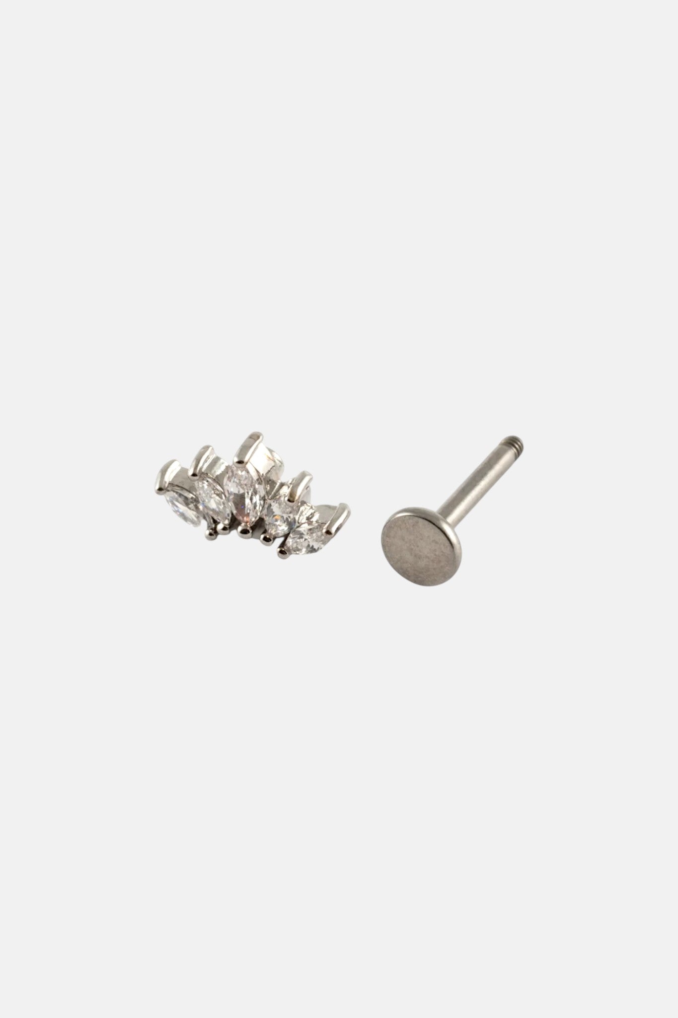 SILVER 16G CZ 5 MARQUISE FLATBACK