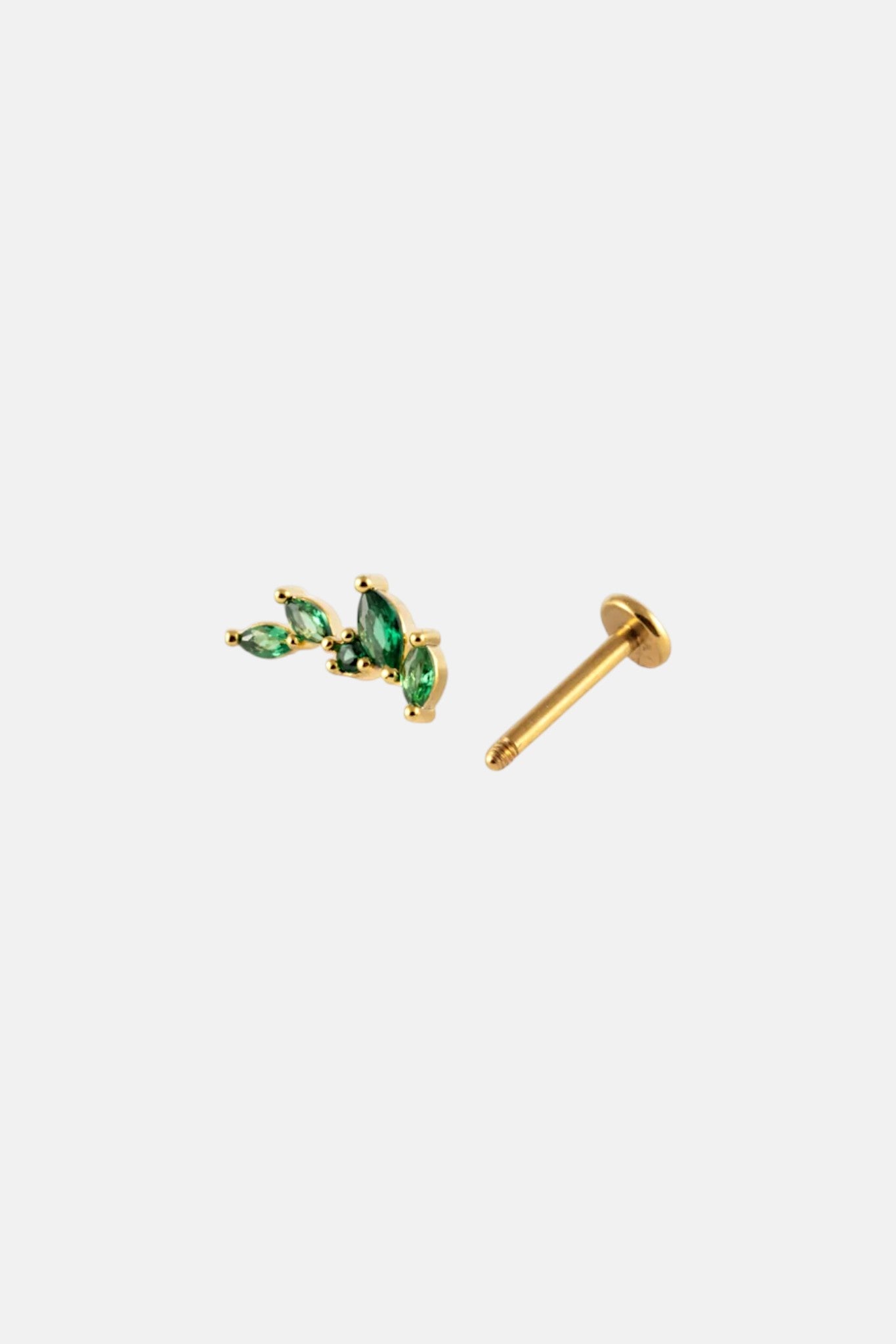 GOLD 16G GREEN CZ MARQUISE SPRAY FLATBACK