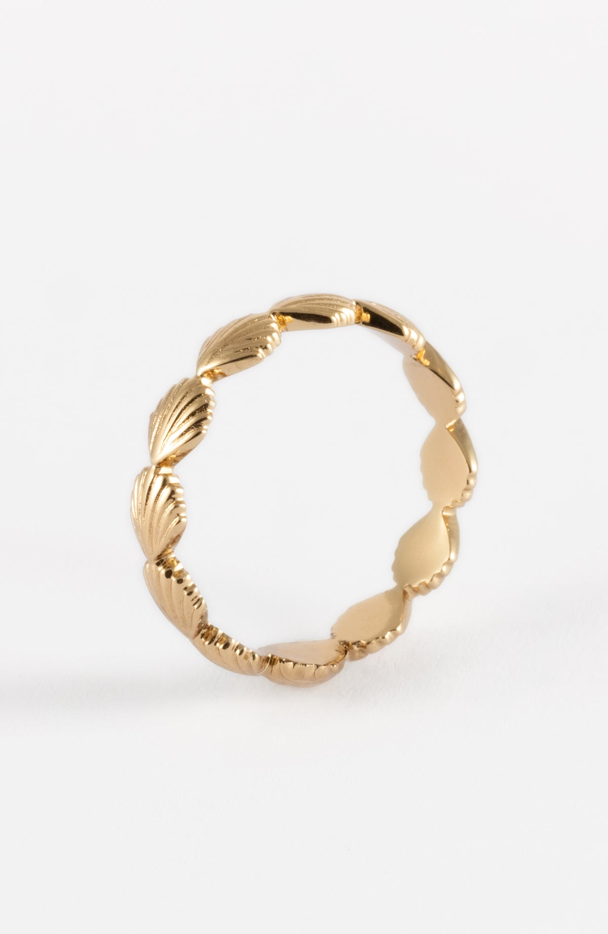 STERLING SILVER GOLD SEASHELL BAND RING S/M
