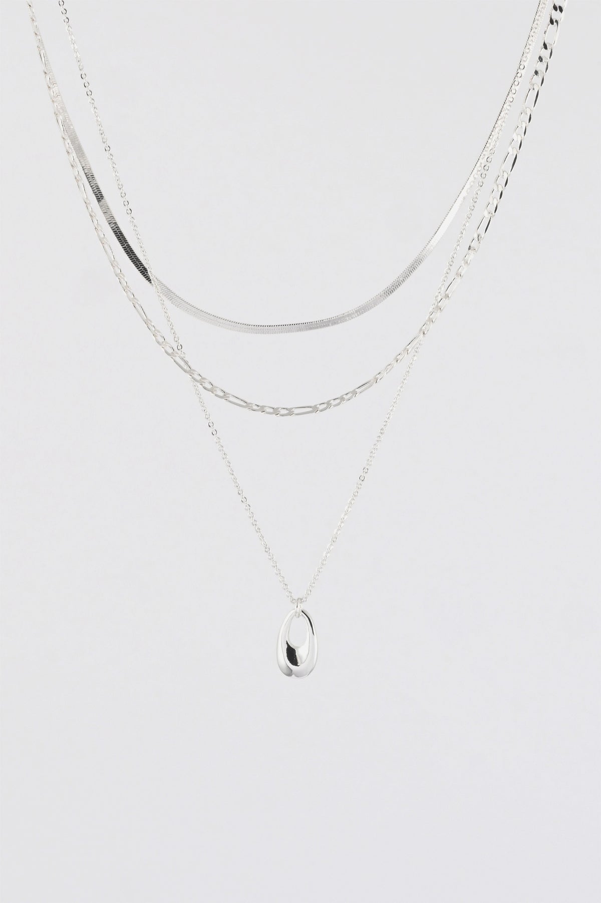 SILVER MULTI STRAND MULTI CHAIN NECKLACE