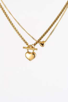 GOLD 2 PACK HEART PENDANT NECKLACE