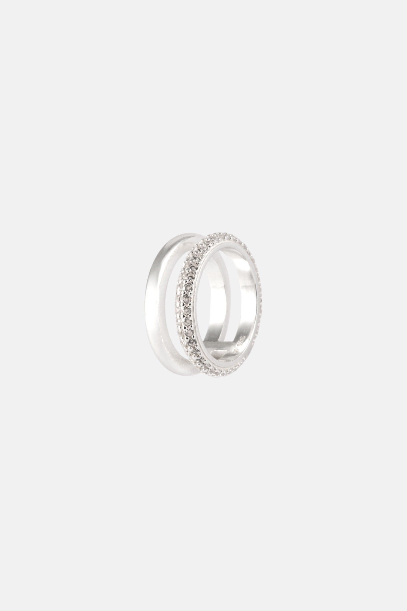 STERLING SILVER CZ & POLISHED BAND RING S/M