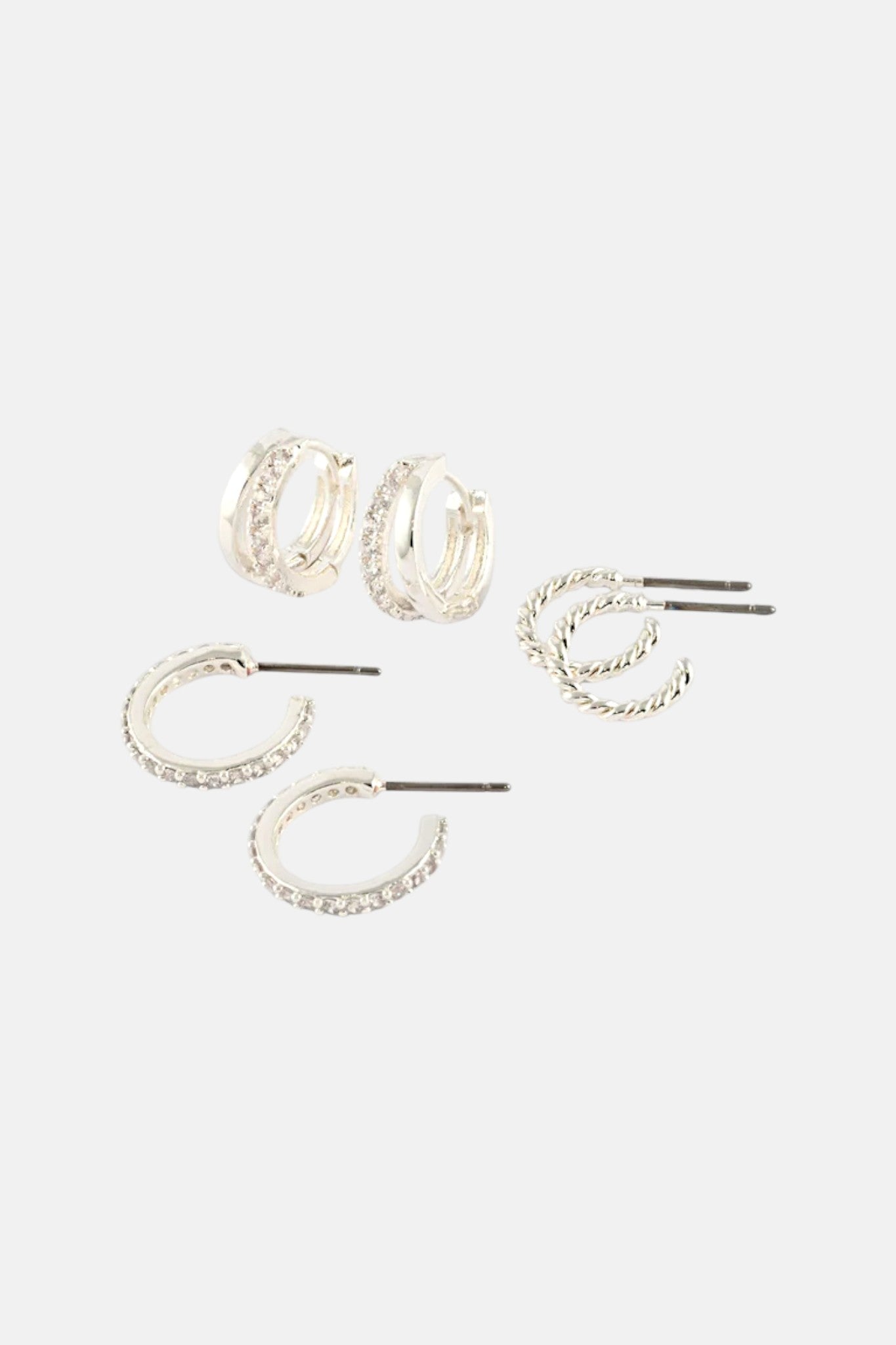 SILVER PAVE LOOP C-SHAPED HOOP PACK
