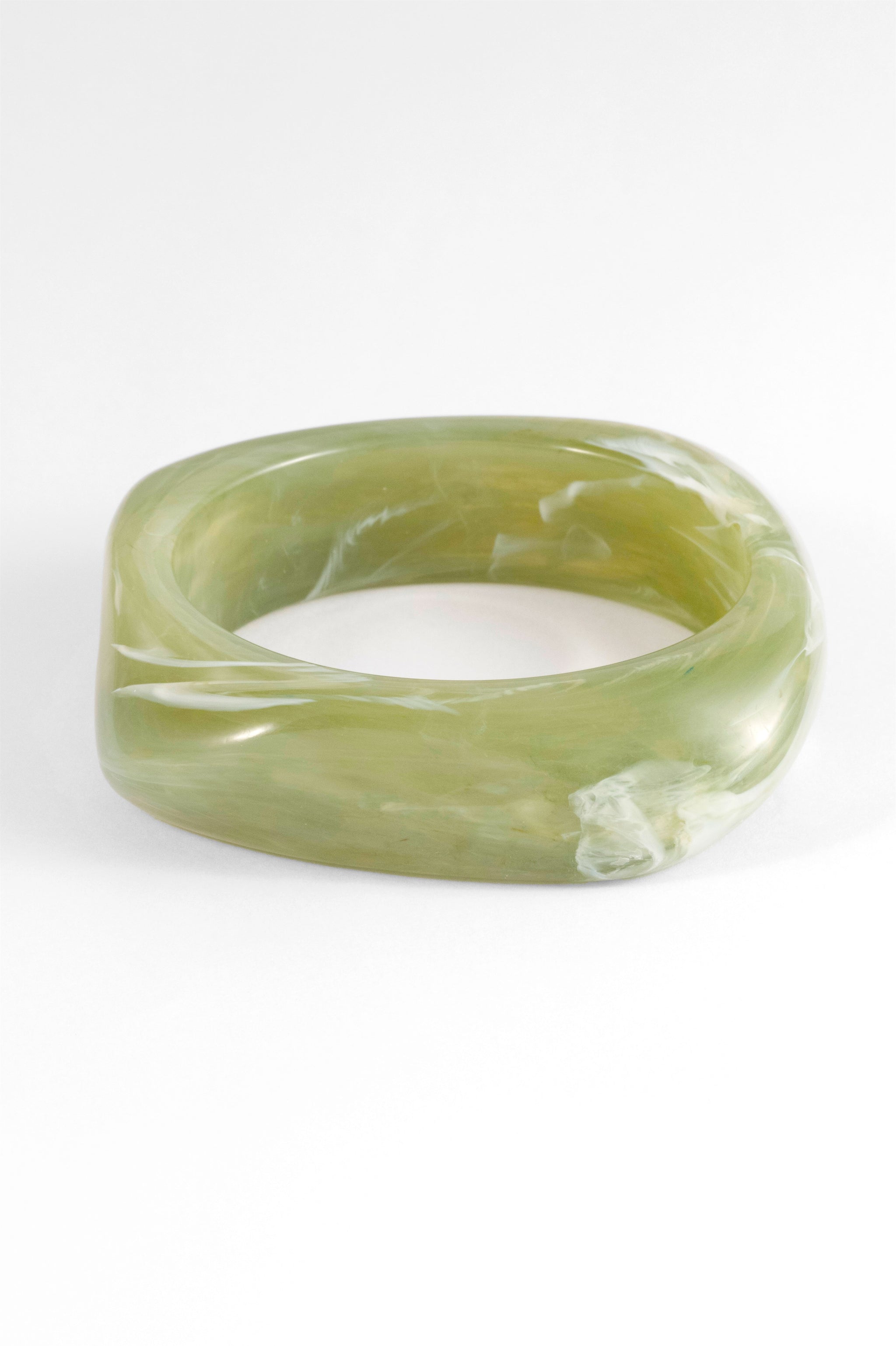 JADE GREEN MARBLE ORGANIC ACRYLIC BANGLE