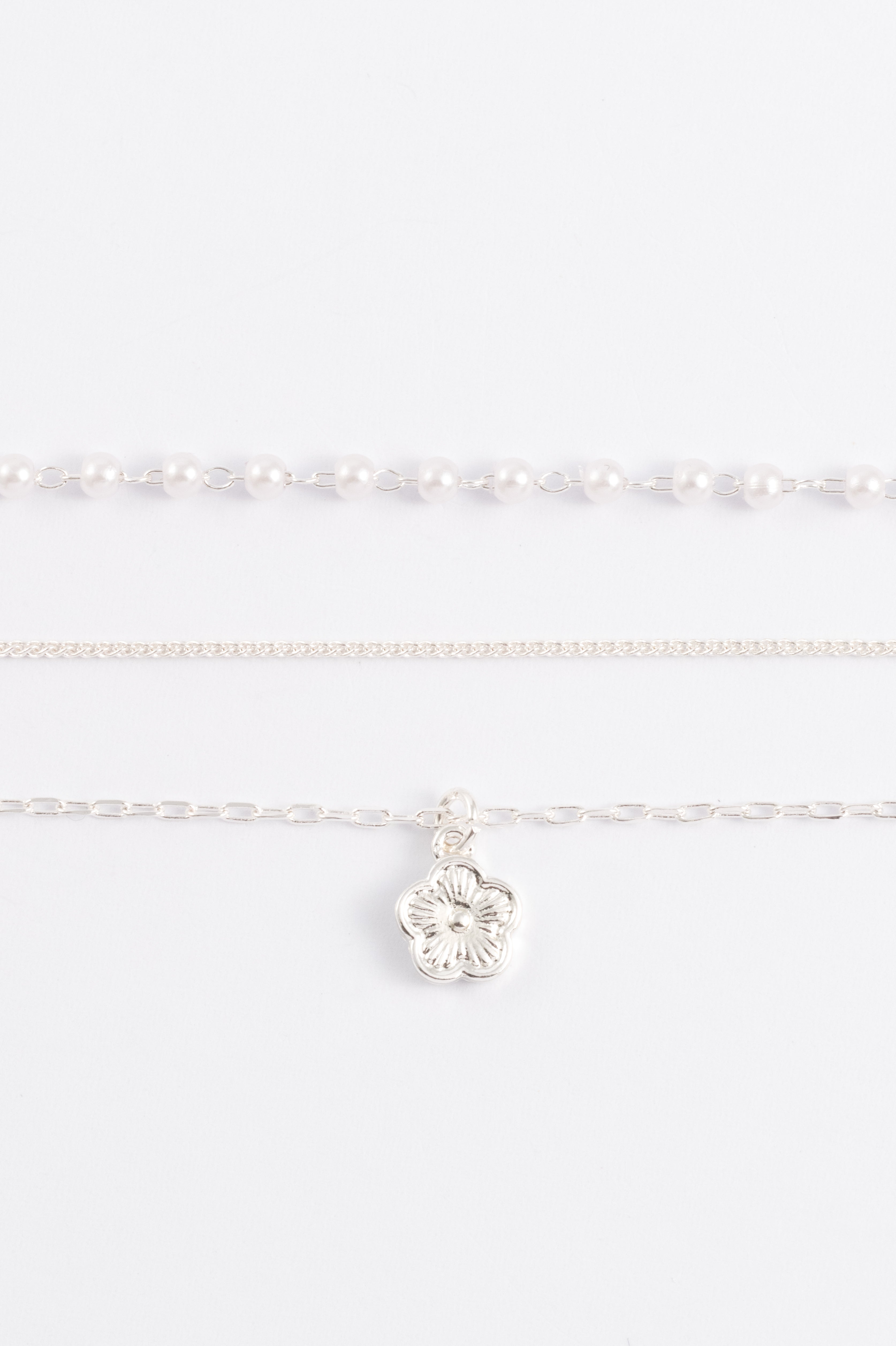 SILVER PEARL DROP 3 PACK BRACELET/ ANKLET