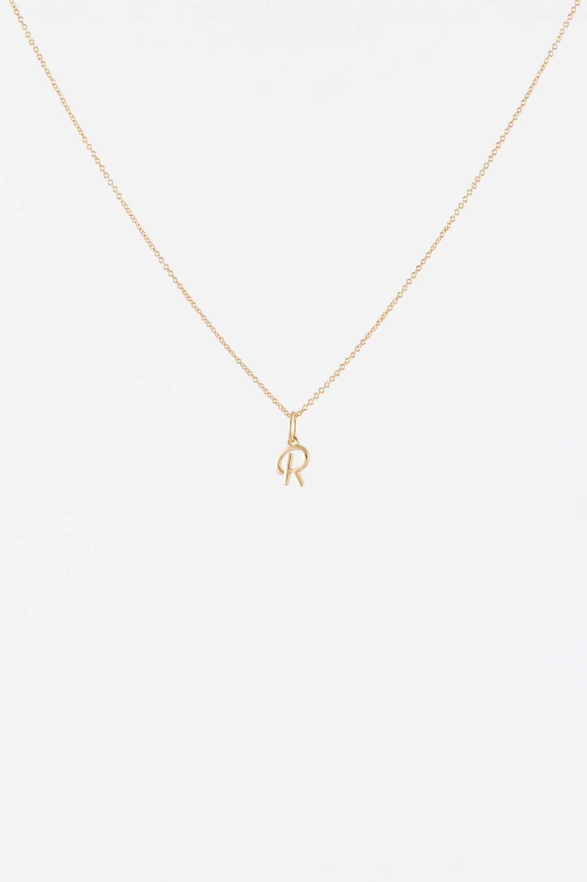 VERMEIL CURSIVE INITIAL R PENDANT NECKLACE