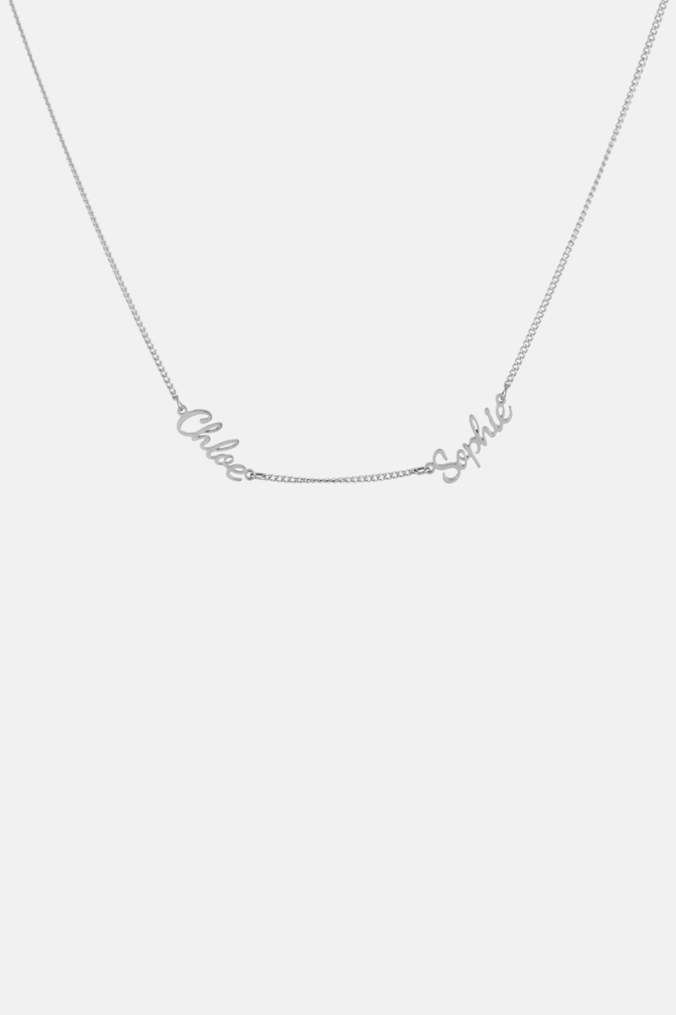 WATERPROOF 7mm SILVER TWO NAME NECKLACE
