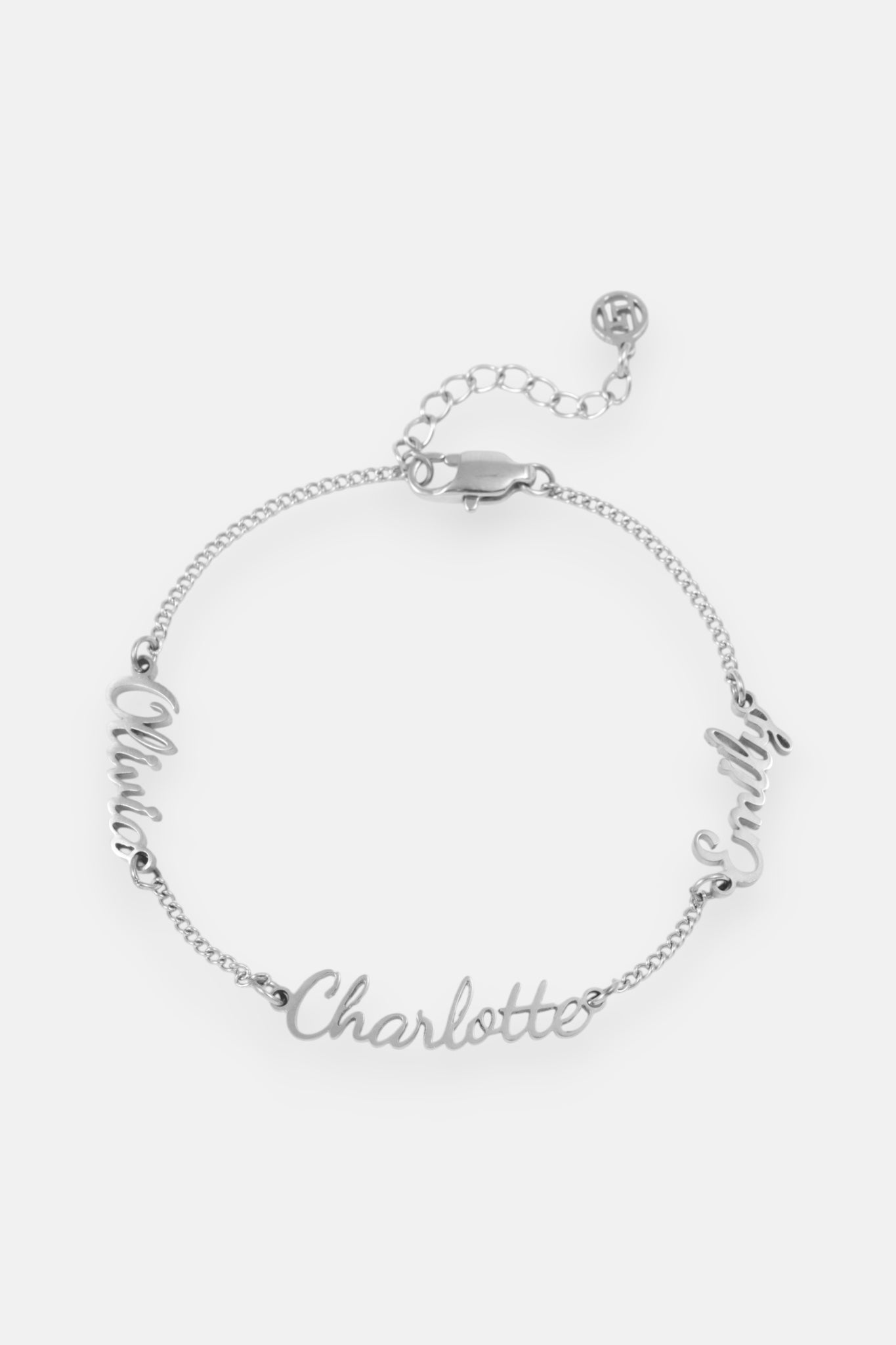 WATERPROOF 5mm SILVER THREE NAME BRACELET